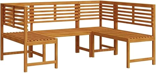 Miniatura 2 de 3 Piece Patio Furniture Set Solid Acacia Wood Garden Bench & Chair Rustic Outdoor Seating for 5 Dining Conversation for Backyard Balcony Porch
