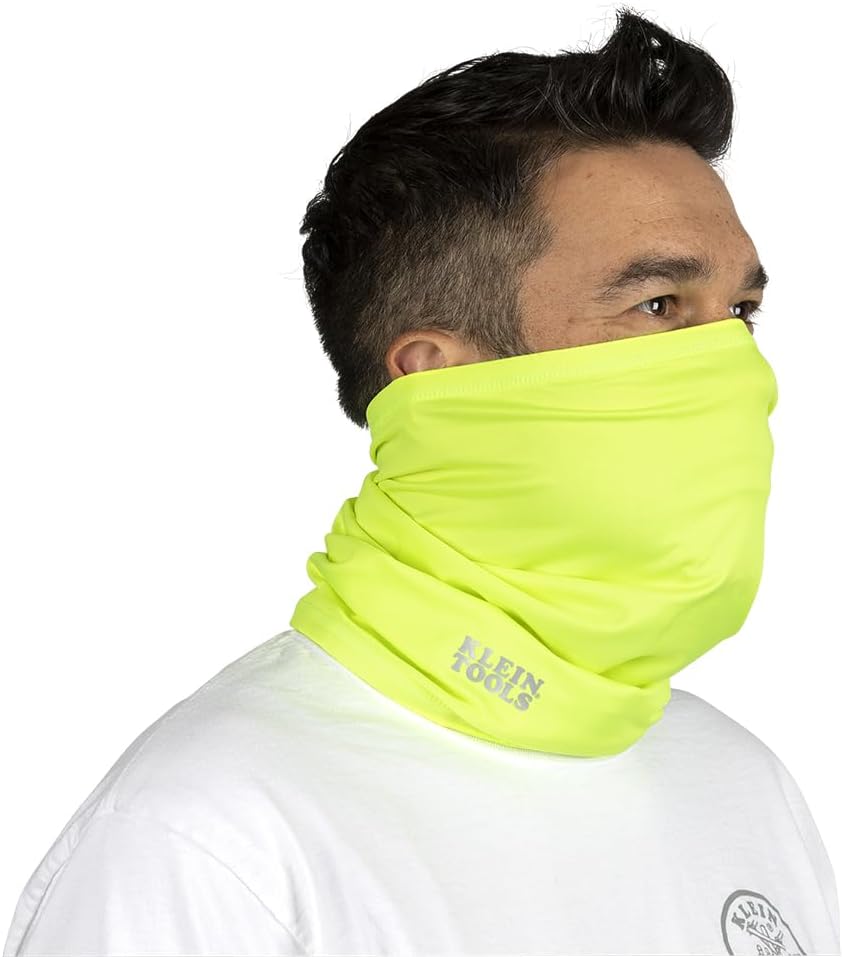 KLEIN TOOLS 60465 Cooling Band for Neck and Face with Evaporative Performance Knit Fabric, Cools Instantly When Wet, UPF 50 Protection, Yellow