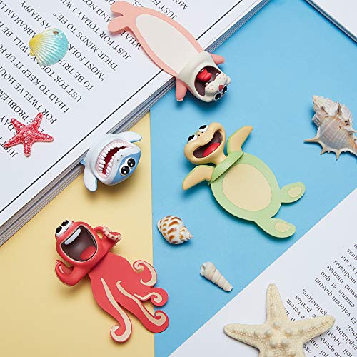 4 Pieces 3D Cartoon Animal Bookmark Funny Animals Reading Bookmark Wacky Bookmark Cute Bookmarks Squashed Ocean Animals Stationery For Teens, Boys And Girls Students #TOP4
