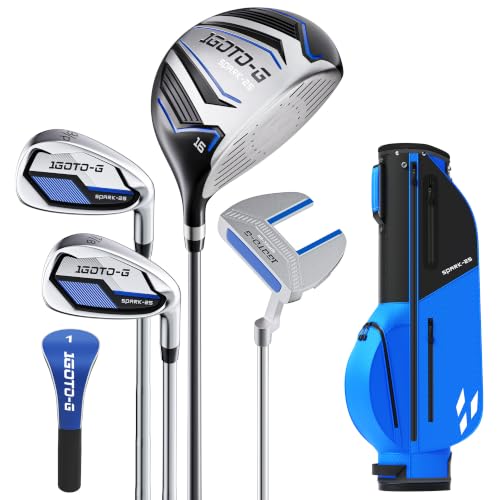 Image of 5 /6 /7 Pieces Kids Golf Clubs Set - Youth Golf Clubs Junior Set Ages 3-14 Includes Stand Bag, 1# Driver, 5# Hybrid, 7#, PW# Irons and Putter Right /Left Hand for Boys Girls