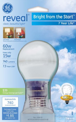 Ge 63508 15-Watt 740-Lumen Bright From The Start Cfl Light Bulb, Reveal, 1-Pack #TOP1