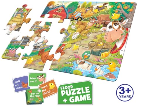Image of Frank Farmyard Friends Puzzle & Game | Fun & Interactive 15-Piece Floor Puzzle with Fun on the Farm Card Game for Kids 3+ Years | Early Learning Educational Toy for Memory, Focus & Logical Thinking