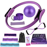 YANGUN Pilates Set, 11 Teilige Pilates Zubehör, Yoga Set Mit Yoga Gurt Widerstandsring, Pilatesball, Stärken des Rumpfes Und Fitness, Für Bauch Beine Po Heimtraining Und Studio-Workout (Lila)