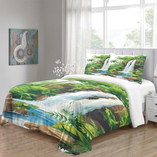 Housse de couette cascade en microfibre anti-plis et facile à enfiler - 5