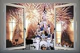 Vinile adesivo da parete con finestra in PVC effetto 3D Princess Castle Fireworks