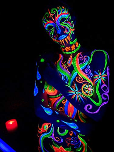 Genric Glow in Dark Neon UV Body Paint - Set of 2 - Glows Under UV/Black Light - Assorted Colours - 90g per Bottle