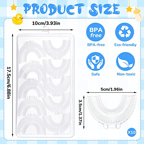 Patelai 10 Pack U-Shaped Kids Toothbrush Heads, Silicone Storage Box, 360° Clean