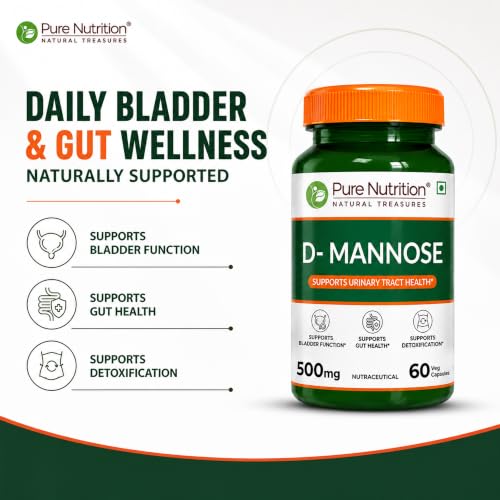 Image of Pure Nutrition D-Mannose 500mg | D-Mannose Supplement | Supports Urinary Tract Health, Bladder Health & Daily Wellness | 60 Veg Capsules