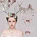 XIDAJIE Deer Antler Flower Crown Headbands Halloween Chritmas Long Antler Flower Branches Headband Props Horns Headpieces Hair Band Photo Shoot Forest Goddess Headdress Headwear, Navy