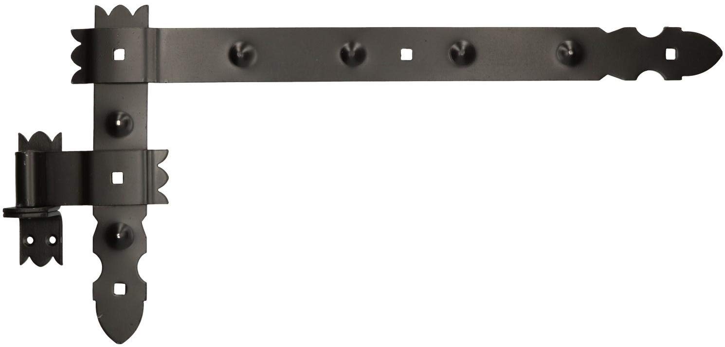 KOTARBAU® 4 Bisagras angulares + 2 centrales, Herraje para contraventanas, puertas y portones, Bisagras en L decorativas 600 x 300 mm, Bisagras para contraventanas de madera, Pernios con goznes, Negro
