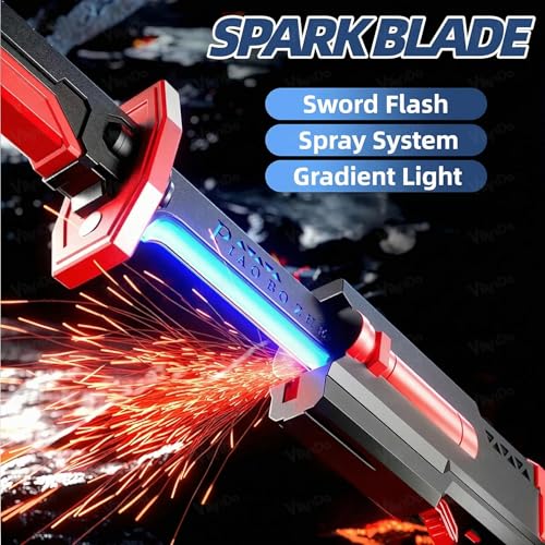 Image of VikriDA Neon Sword Spark Blade Toy with Hit Sensor, Sound & Fog Effect, Type-C Rechargeable - 27 inch Educational Toy