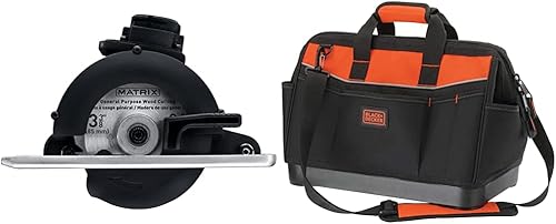 BLACK+DECKER Matrix Attachment, Trim Saw con 16 in. Bolsa de herramientas con cremallera de boca ancha (BDCMTTS y BDST500002APB)
