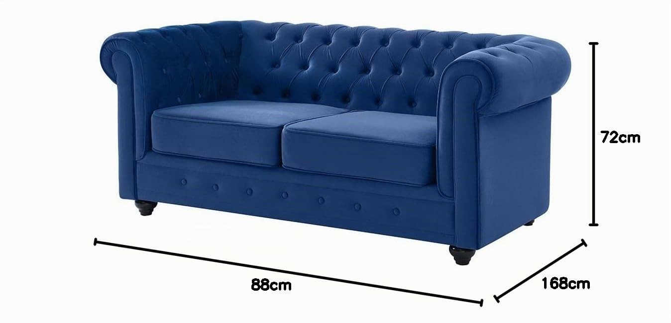 Vente-unique - Canapé 2 Places Chesterfield - Velours Bleu Roi