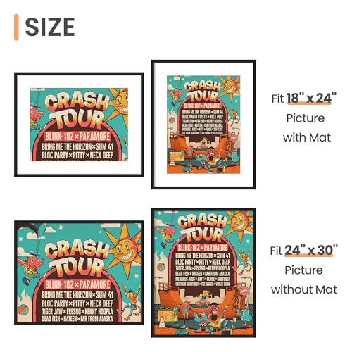 Image of upsimples 24x30 Puzzle Frame, Display Pictures 18x24 with Mat or 24 x 30 Without, Wall Hanging Poster Frames, Black, 1 Pack