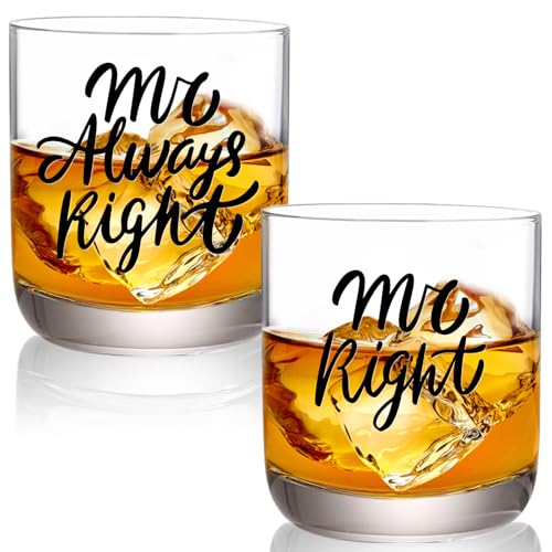 Physkoa Mr & Mr Whiskey Glasses – Set of 2 10oz Rocks...