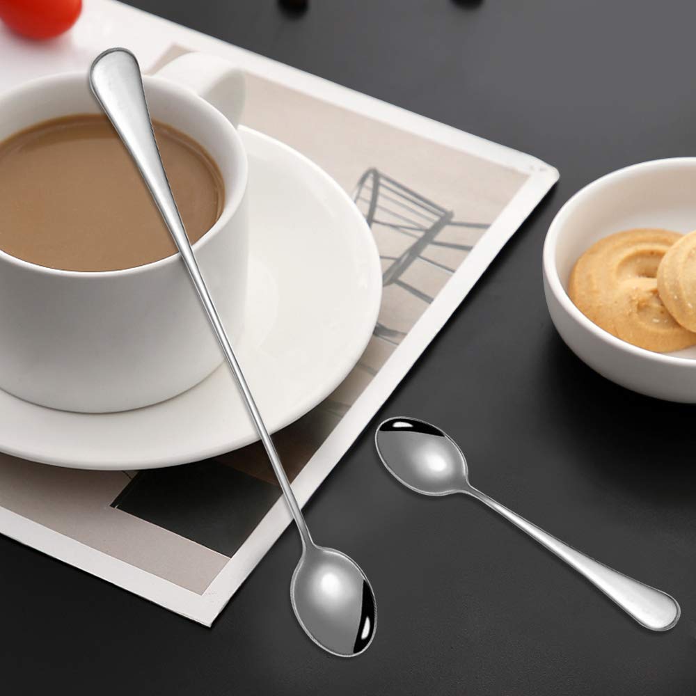 4 Edelstahl-Löffel Mit Langem Griff – 20 Cm, Perfekt Für Latte, Eistee & Cocktails