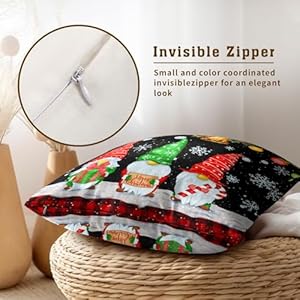 Merry Christmas Throw Pillow Covers Set of 2 Black Gnomes Pillowcases 18x18 Inch Holiday Decorative Throw Cushion Case for Home Sofa Couch Merry Christmas Throw Pillow Covers Set of 2 Black Gnomes Pillowcases 18×18 Inch Holiday Decorative Throw Cushion Case for Home Sofa Couch
