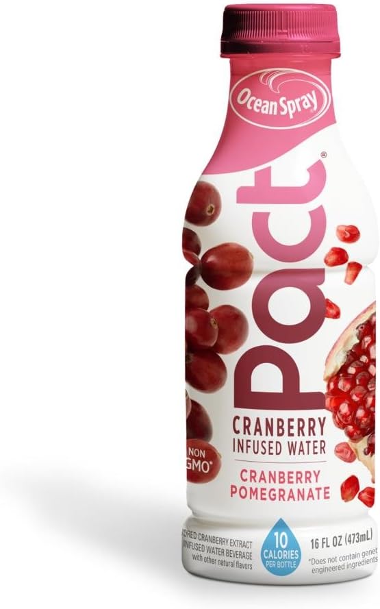 Ocean Spray Pact Cranberry Pomegranate Infused Water, 16 Fl. Oz Bottle (Pack of 12)