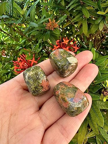 Image of GAF TREASURES 1 /2 LB Unakite Tumbled Stones, Polished Natural Unakite Gemstone, Unakite Healing Crystals (Unakite)