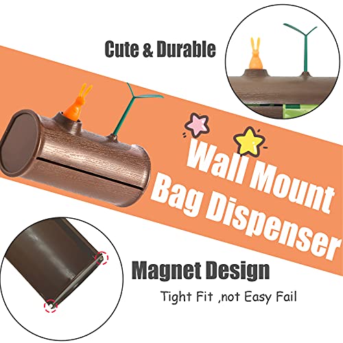 Image of Wall Mounted Dog Poop Bags Dispenser with 4 Rolls Leak-Proof Unscented Pet Poo Waste Bags for Garden Yard Doggie Potty Bags Holder Doggy Trash Bags Storage Box for Kitchen Bathroom(Brown)