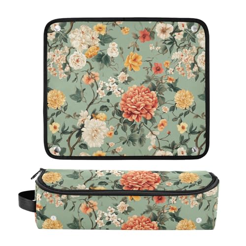 Fall Flower Sage Green Estuche de Viaje 2 en 1 para Plancha y Rizadora de Pelo con Base Resistente al Calor, Organizadora de Accesorios de Estilizado para Mujeres miniatura 3