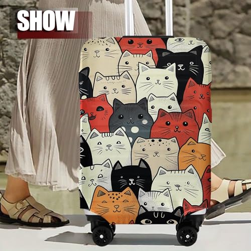 Luggage Cover Washable Suitcase Cover Suitcase Protector Anti-scratch Fits 18-20 Inch Luggage (Cute Cat, S)