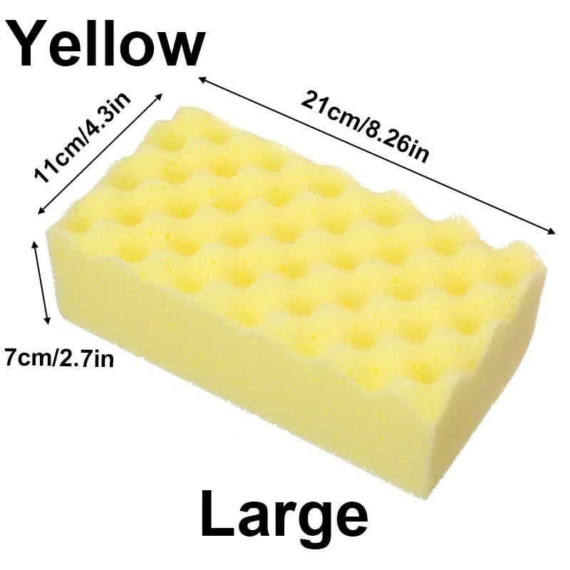 Esponja Suave for Limpieza de Autos, eficaz tecnología de Microfibra, fregador Seguro for Pintar y detallar Superficies de vehículos.(Yellow Large)