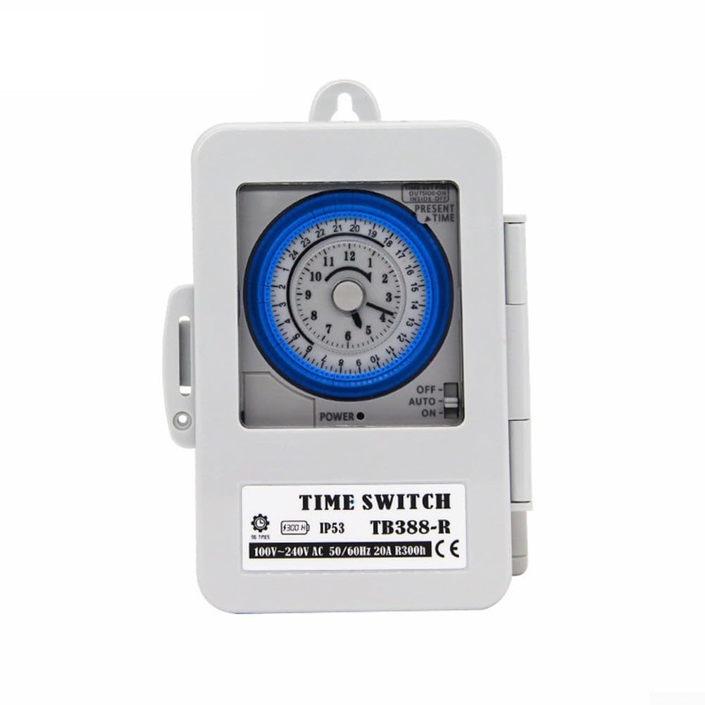 Timer meccanico, interruttore timer TB388, PC impermeabile 24 ore giornaliero programmabile timer interruttore per scaldabagno lampada AC100 ~ 250 V 20 A