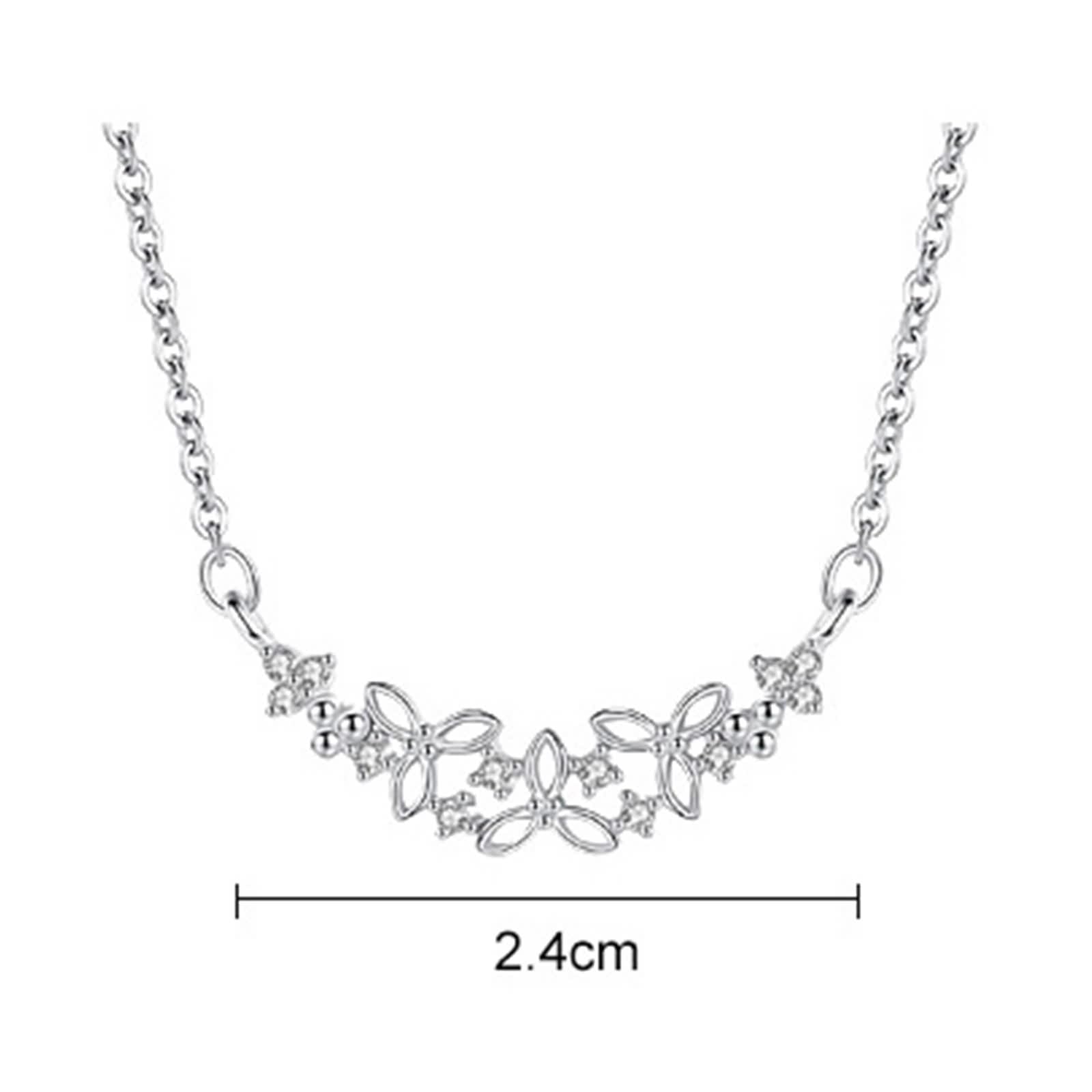 Collana Moissanite Donna, Collana Lunga Elegante Ciondolo Catenina Gioielli Oro Bianco 9K/14K/18K Fiore Cavo 40+5cm