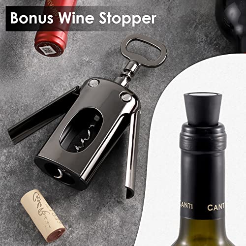 Vzaahu Wing Corkscrew With Premium Stopper, Wine Bottle Opener For Cork Stoppered And Beer Cap Bottles, Used In Kitchen Chateau Restaurant Bars For Wine Lovers, Waiters, And Bartenders #TOP5