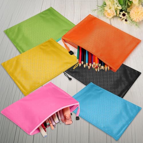 Bolsa de arquivo com zíper à prova d'água com zíper 6 unidades, pasta de arquivamento, cosméticos, escritório, suprimentos para viagens