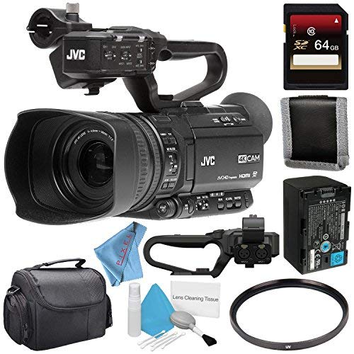 Jvc Gy-Hm250 Gy-Hm250U Uhd 4K Streaming Camcorder + 64Gb Sdxc Card + 62Mm Uv Filter + Memory Card Wallet + Carrying Case + Deluxe Cleaning Kit + Fibercloth Bundle #TOP13
