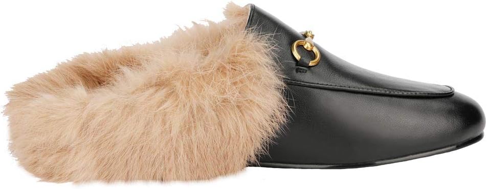 Arqa Fur Mules for Women Comfortable Leather Buckle Mule Flats Furry Padded Backless Loafers Casual Slides Shoes - Image 5