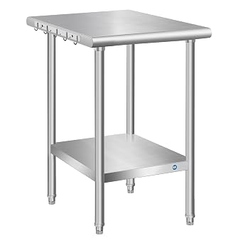 Stainless Steel Table for Prep & Work, Commercial Stainless Steel Prep Metal Table for Home Kitchen Restaurant Space Expansion 24 x 18 x 33 Inch