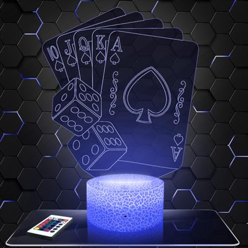 Lampephoto.fr - Lampe 3D Cartes de Poker Casino, Veilleuse Tactile