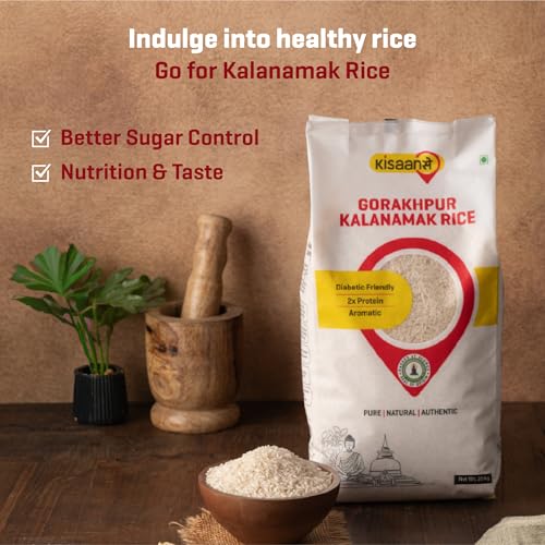Image of KisaanSay Gorakhpur Kalanamak Rice 20 KG (5X4) | Diabetic Friendly| Aromatic | Low GI | Unpolished Rice | High in Iron & Protein | Rich In Nutrients & Fiber | Buddha rice | Traditionally Milled