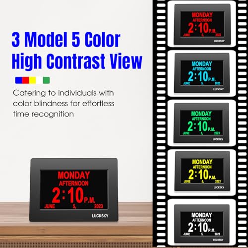 Lucksky DC007 Digital Clock Large Display - 19 Alarm Clocks And Medical Reminders, 3 Display Modes With Large Font Numbers, 10-Level Dimming Display, Designed For Elderly, Dementia thumb #2