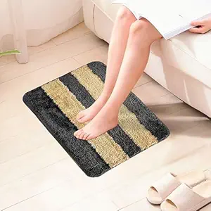 COLOR MAXX (40 x 60 cm Bath Mats for Bathroom | Doormat for Bathroom|Bathroom Anti Skid Mats for Bathing Area|Anti Slippery Bathroom Mat | Soft Black Beige (Pack of 2)|