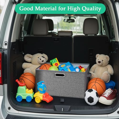 Image of STHIRA Car Trunk Organizer Box, Car Boot Organizer, Folding Cloth Organizer Case with Lid & Handles, Multipurpose Organizer Box for Home Car, 45 x 30 x 30cm