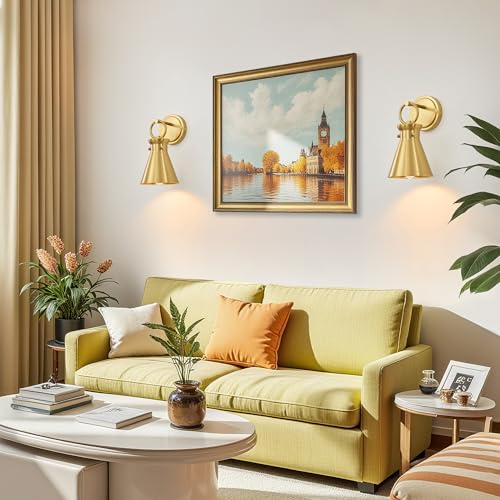 Image of Wall Sconce for Bathroom 6 inch Gold Metal Shade, 1 Pack | Modern Vanity Light Fixtures, Hardwired Wall Mount Lighting Lamp, Farmhouse Wall Lights for Bedroom Living Room