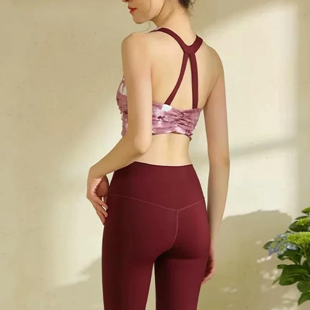 GLDFW damskie sporty do jogi, nadrukowane eleganckie sportowe odporne na wstrząsy odzież wierzchnia do jogi piękne plecy fitness kamizelka w kształcie krzyża