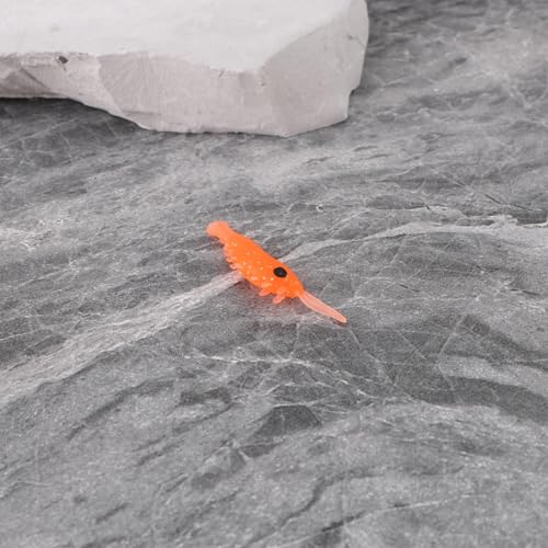 Briny River 60 Stück Weiche Silikon-Garnelen-Angelköder Leuchtende Garnelen für das Süßwasserfischen 2,8 cm 0,3 G
