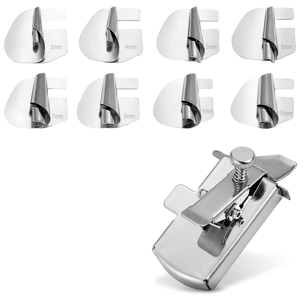 Vjsujehgy Sewing Rolled Hemmer Foot and Magnetic Seam Guide, 3/4/5/6/7/8/9/10mm 8 Sizes Wide Rolled Hem Presser Foot