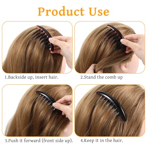 Set de 3 Peines Franceses para Mujer, Negro, Gris y Marrón miniatura 4
