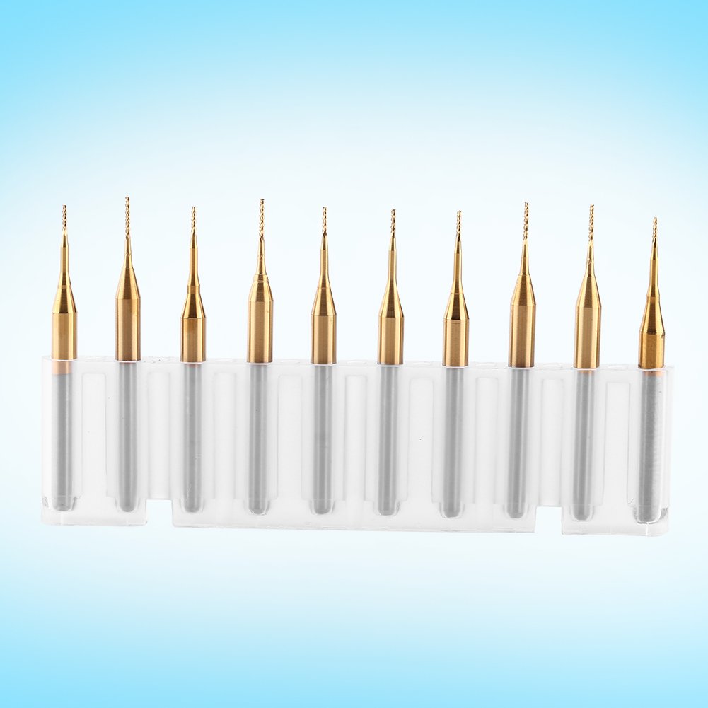 10pc Coat Tungsten End Mill End Mill Bits, 3,175 Mmx0,6 Mm, Nożyca PCB, wytrzymałość Przeciwgrywająca, Wysoka twardość, Gładkie Wykończenie na Deski Obwodu, Tworzywa Sztuczne, Stal
