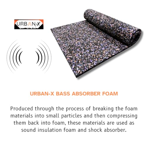 Image of URBAN-X Bass Absorber Sheet 25mm Soundproofing Acoustic Foam Pad for Noise & Vibration Absorption, 100 Density Heavy Sound Deadening Pad | 6x3 Ft Panel (1 Sheet)