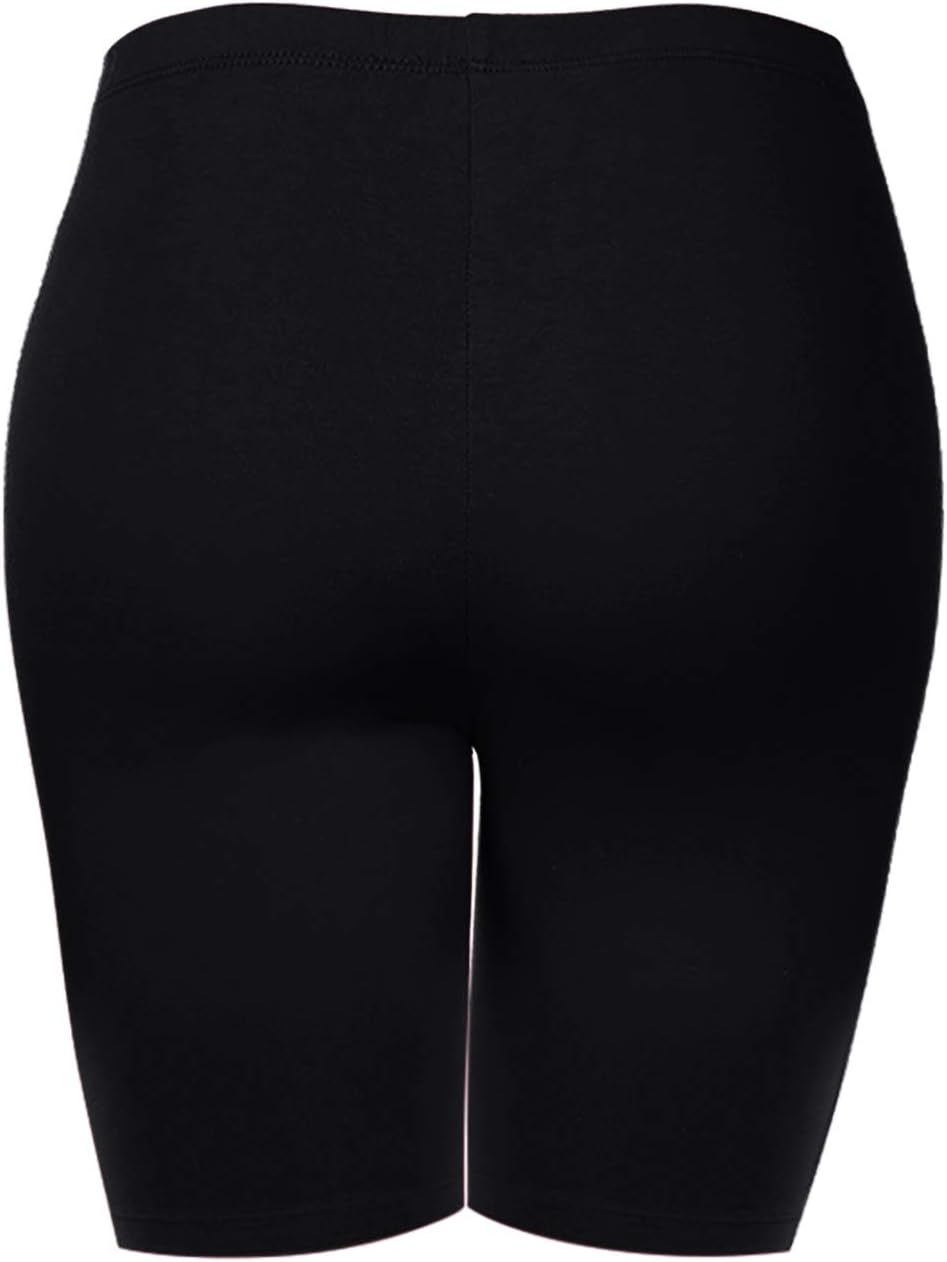 Women's Cotton Bermuda Biker Shorts Mid Thigh High Rise Stretch Jersey - Image 5