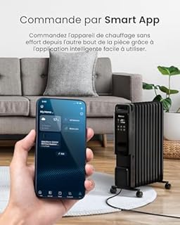 Pro Breeze OmniWarm Radiateur Bain d'Huile Connecté 2500W 11 éléments - Chauffage Électrique, Contrôle Via App, Mode Économique, 3 Modes Chauffage, Sécurité Anti-basculement & Minuteur 24H