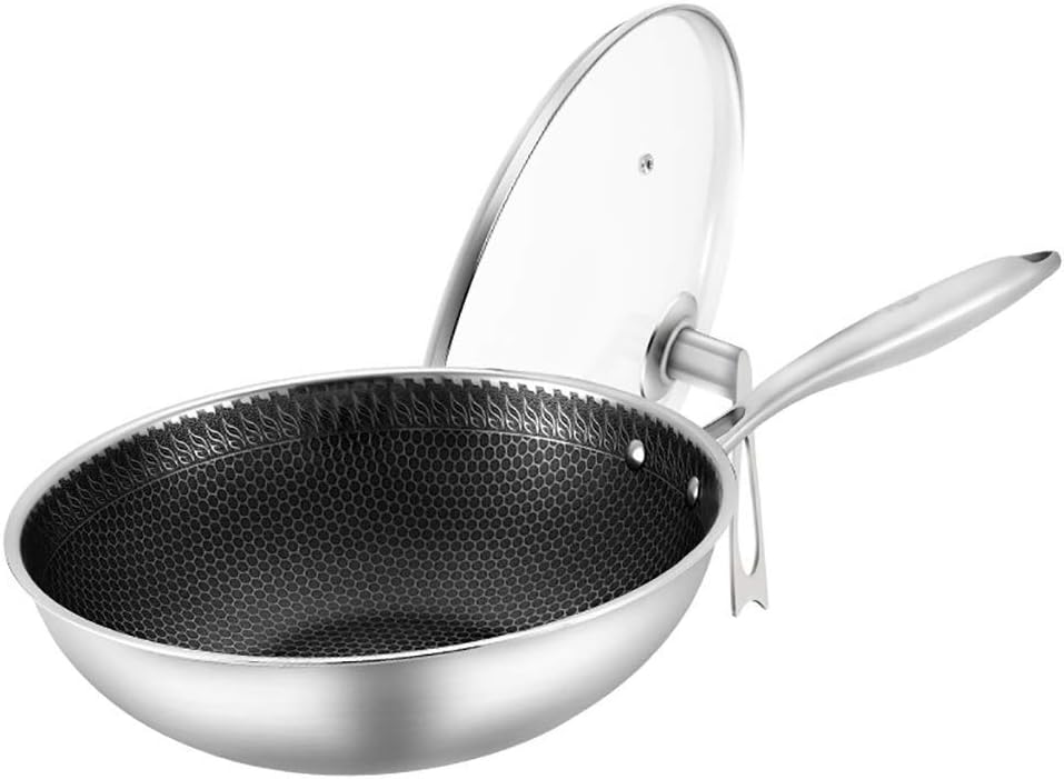 Wok indukcyjny Wok nieprzywierająca patelnia ze stali nierdzewnej niepowlekana bezolejowa patelnia indukcyjna 32 cm wok