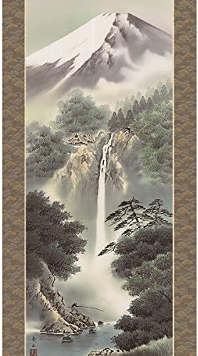 掛軸 山水画 [富士龍瀑] 鈴村秀山 尺五 [H30B3-027]【代引き不可